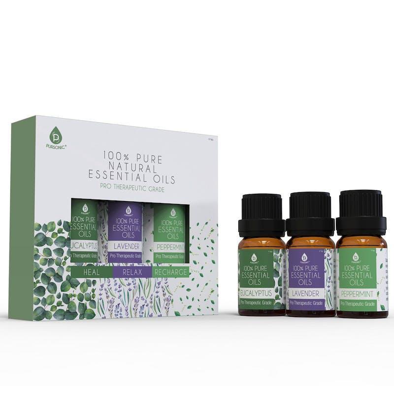 商品PURSONIC|3 pack of 100% Pure Essential Oils (Eucalyptus, Lavender & Peppermint),价格¥173,第1张图片