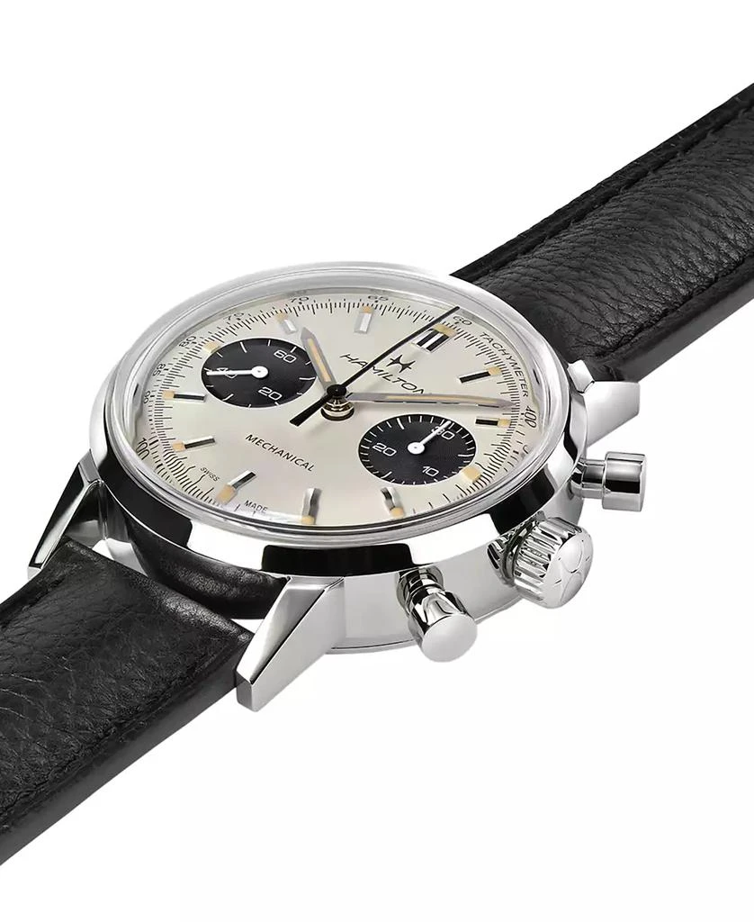 商品Hamilton|Men's Swiss Intra-Matic Chronograph H Black Leather Strap Watch 40mm,价格¥16763,第3张图片详细描述