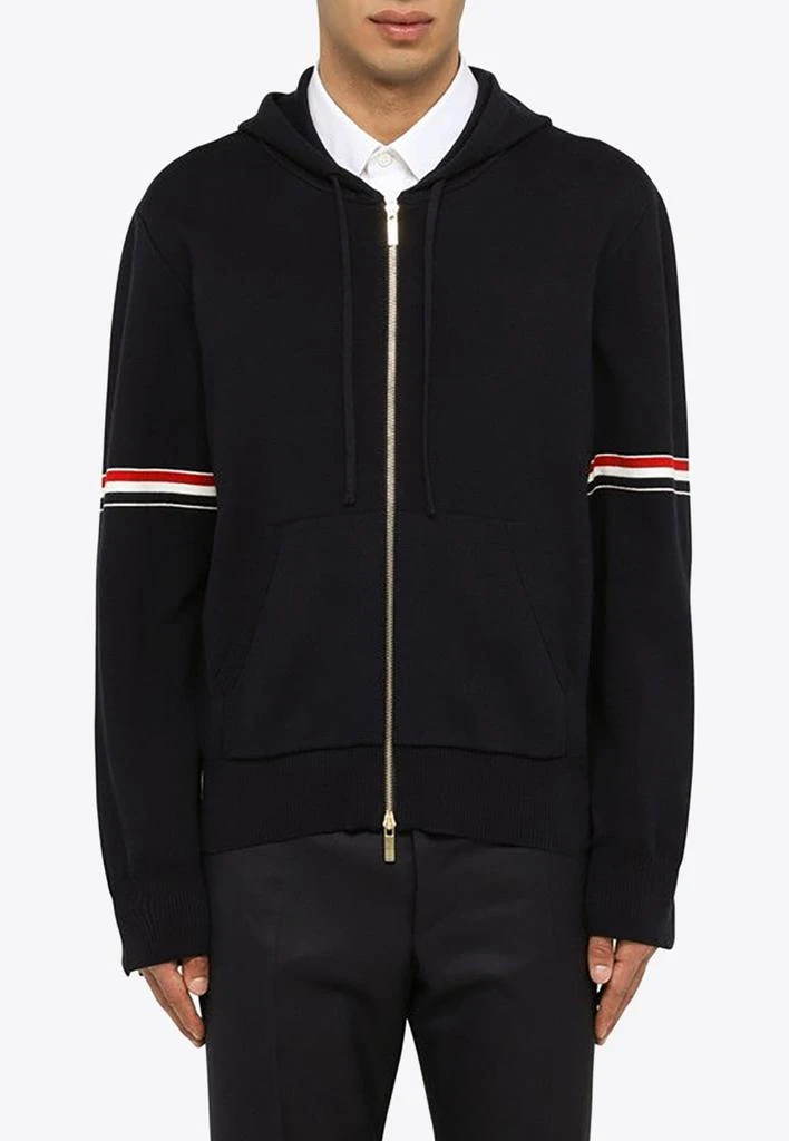商品Thom Browne|Zip-Up Hooded Sweatshirt with Tricolor Detail,价格¥11906,第1张图片