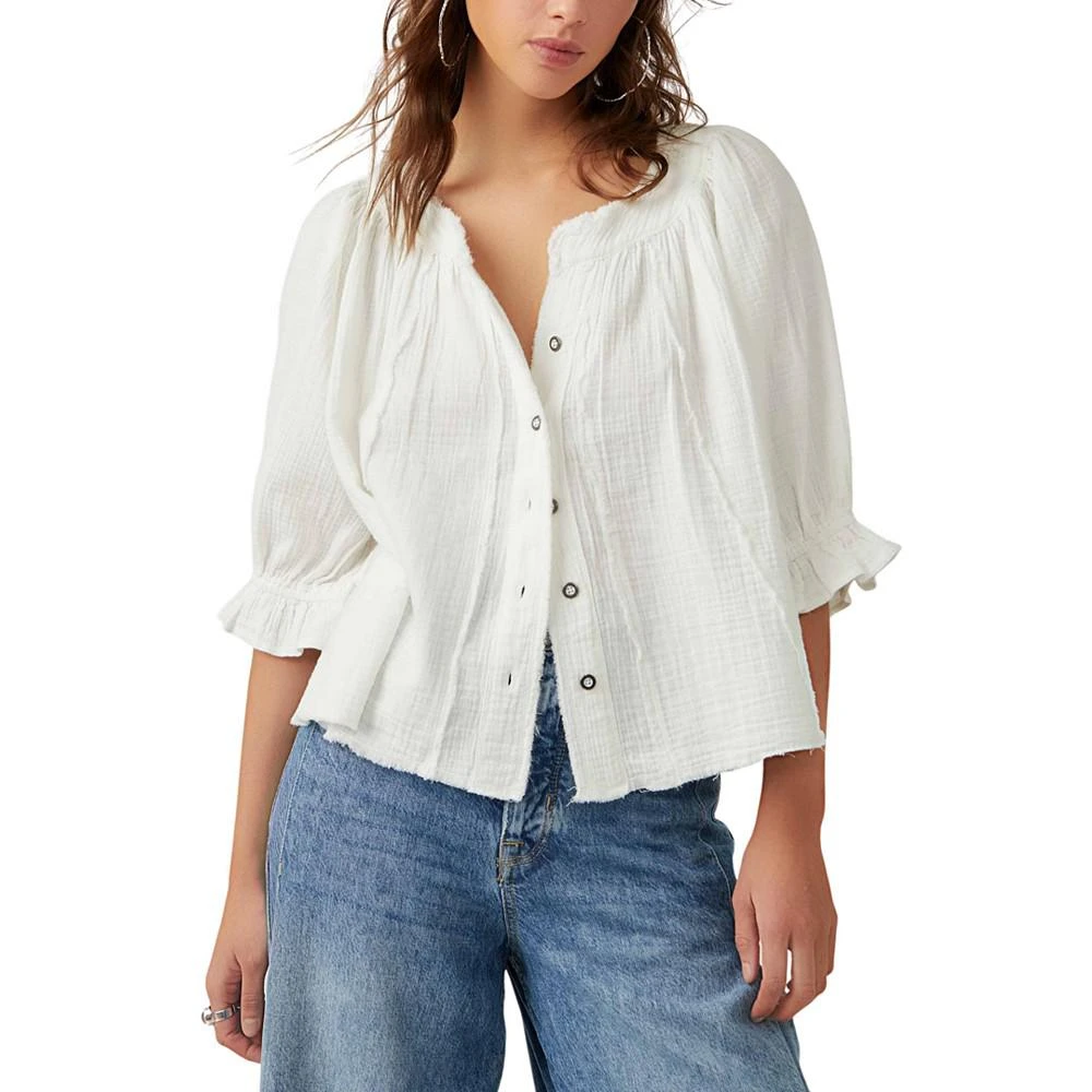 商品Free People|Women's Lucy Cotton Button-Front Swing Blouse,价格¥441,第1张图片