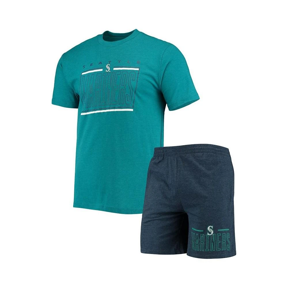 商品Concepts Sport|Men's Navy, Aqua Seattle Mariners Meter T-shirt and Shorts Sleep Set,价格¥417,第1张图片