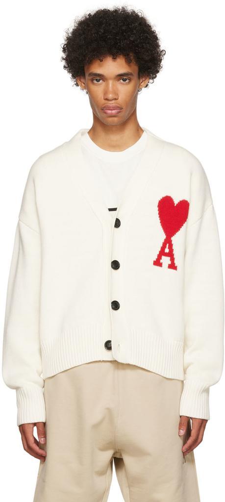 商品AMI|White Ami De Cœur Cardigan,价格¥2966,第1张图片
