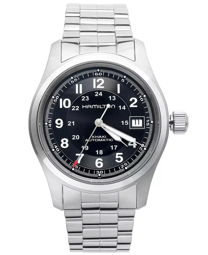 商品Hamilton|Watch, Men's Swiss Automatic Khaki Field Stainless Steel Bracelet 38mm H70455133,价格¥5917,第1张图片
