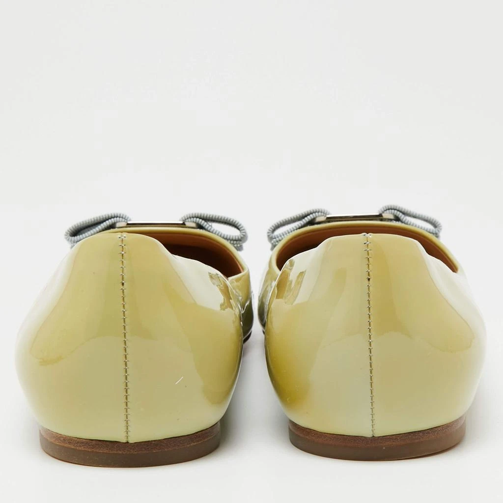 商品[二手商品] Salvatore Ferragamo|Salvatore Ferragamo Green Patent Leather Bow Varina Ballet Flats Size 38,价格¥1002,第5张图片详细描述