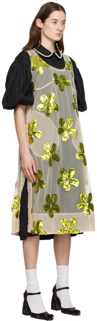 Beige & Green Floral Midi Dress商品第2张图片规格展示