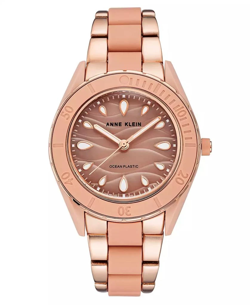 商品Anne Klein|Women's Rose Gold-Tone and Light Pink Solar Ocean Work Plastic Bracelet Watch, 38.5mm,价格¥561,第1张图片