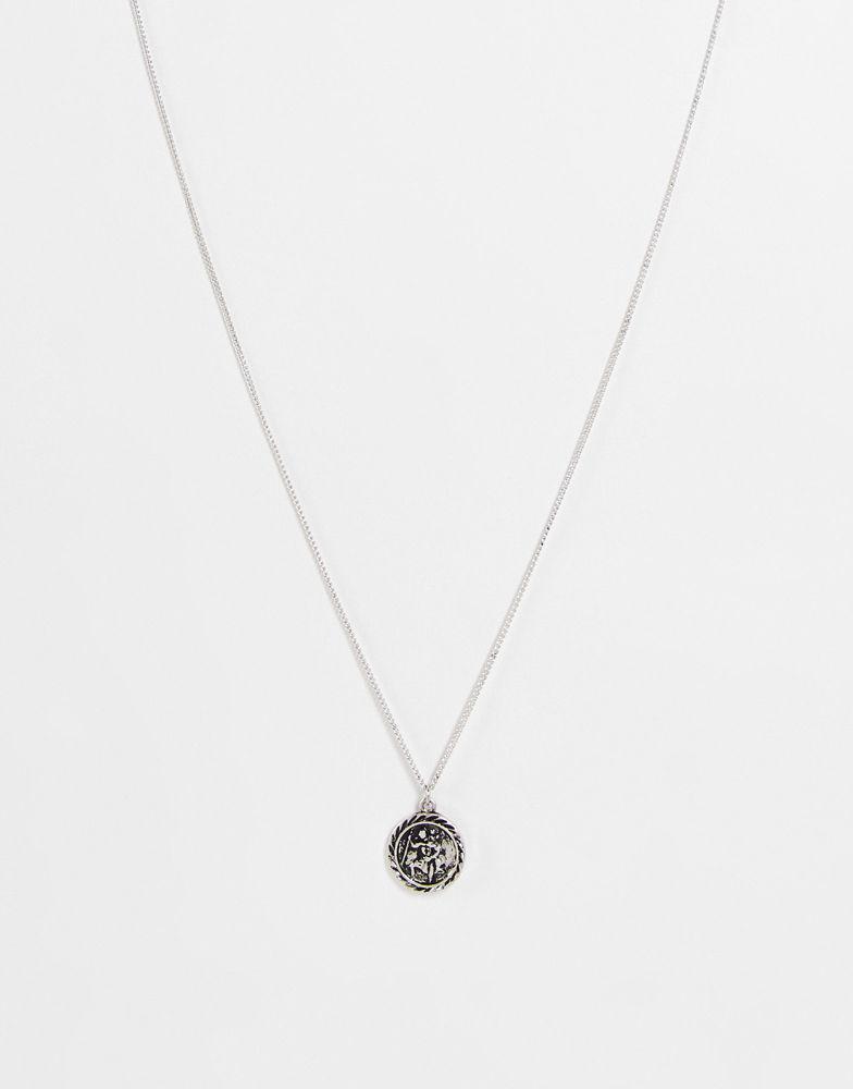 Reclaimed Vintage Inspired St Christopher pendant necklace in burnished silver商品第1张图片规格展示