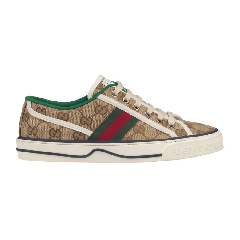 商品Gucci|【预售3-7天】GUCCI/古驰 1977系列 女士帆布低帮老花双G提花刺绣休闲网球板鞋606110HVK209766,价格¥5481,第1张图片