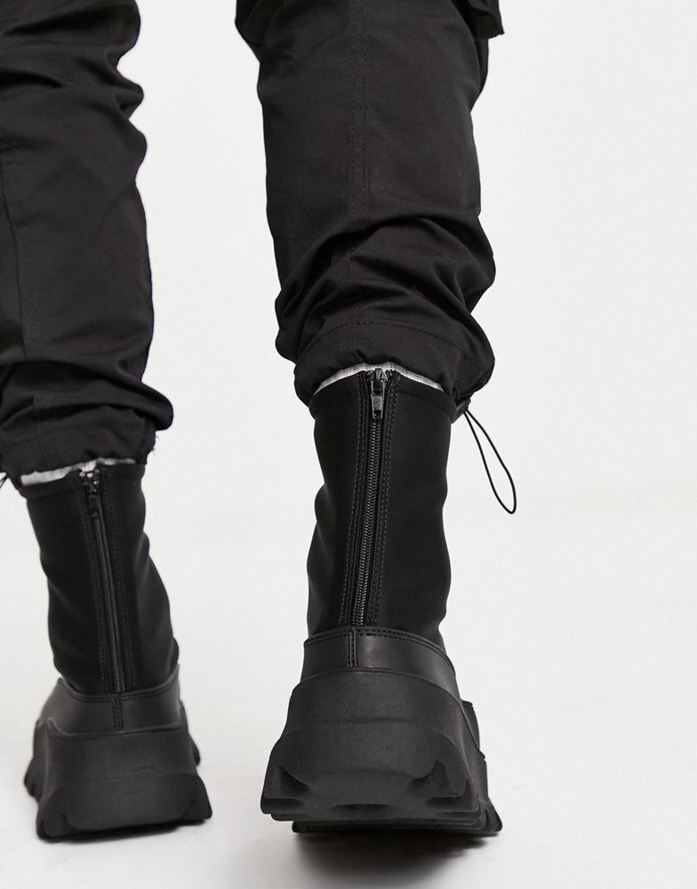 ASOS DESIGN chunky zip up sock boots in black neoprene商品第2张图片规格展示