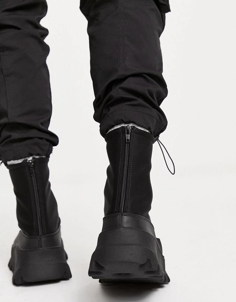 商品ASOS|ASOS DESIGN chunky zip up sock boots in black neoprene,价格¥577,第2张图片详细描述