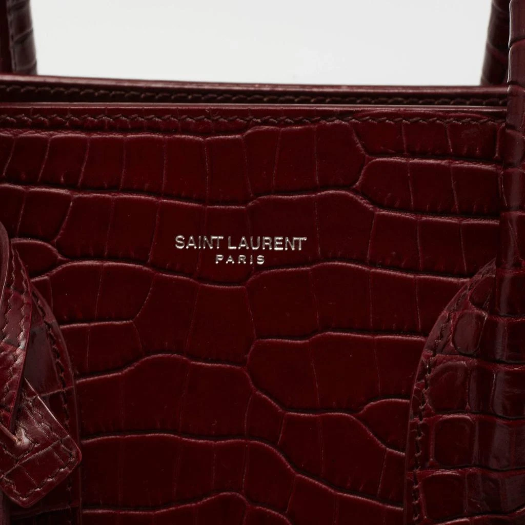 商品[二手商品] Yves Saint Laurent|Saint Laurent Burgundy Croc Embossed Leather Small Sac De Jour Tote,价格¥11971,第5张图片详细描述
