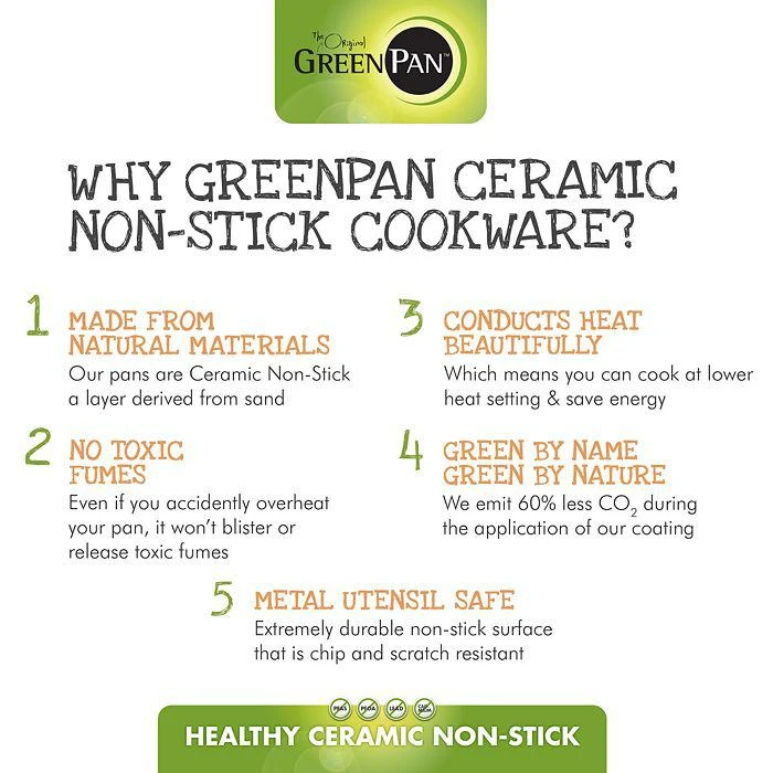 商品Greenpan|Valencia Pro 8" and 10" Ceramic Non-Stick Open Frypan Set,价格¥747,第2张图片详细描述