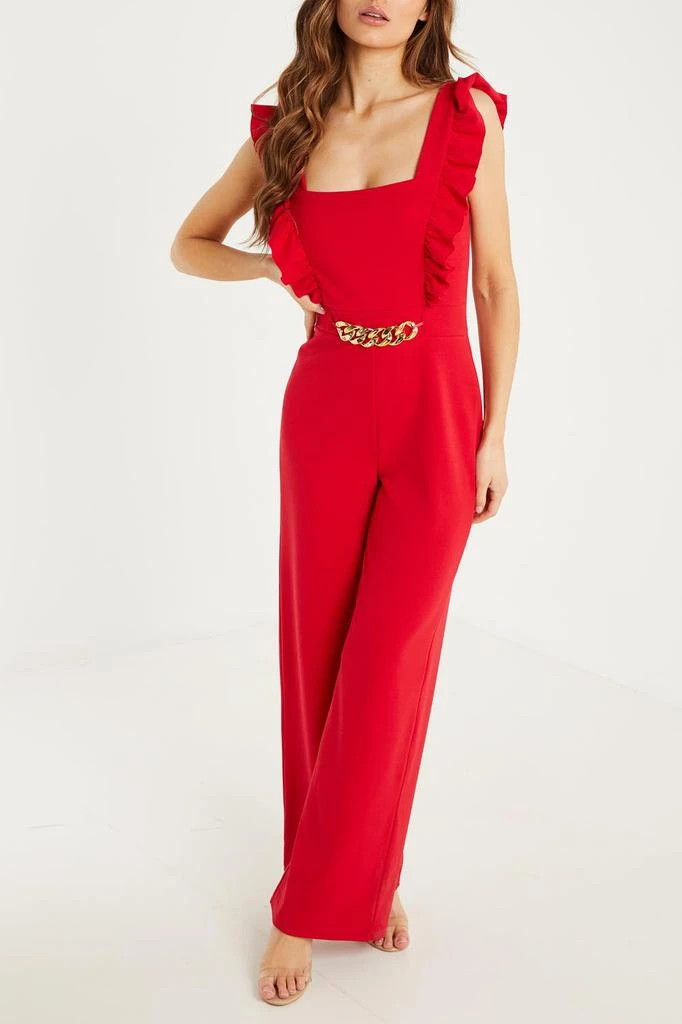 商品QUIZ|Chiffon Front Frill Jumpsuit,价格¥76,第1张图片