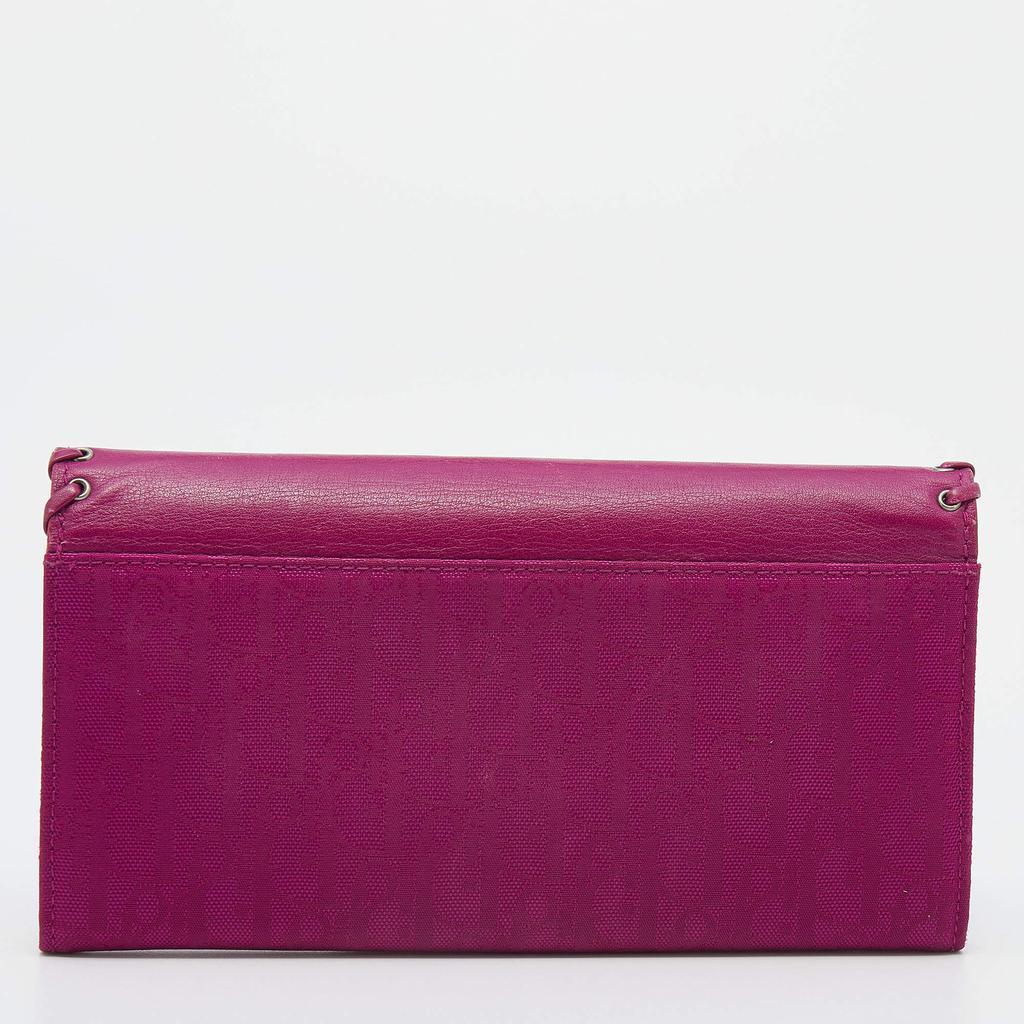 商品[二手商品] Dior|Dior Pink Oblique Canvas and Leather Trim Flap Continental Wallet,价格¥3146,第6张图片详细描述