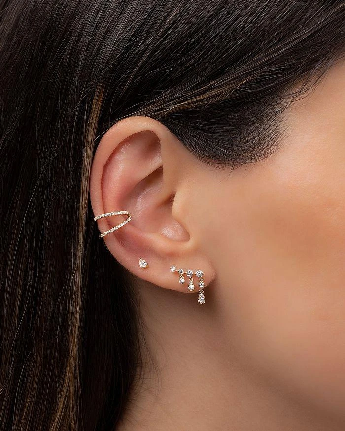 商品Zoe Lev|14K Gold Diamond Drop Climber Earrings,价格¥7090,第3张图片详细描述
