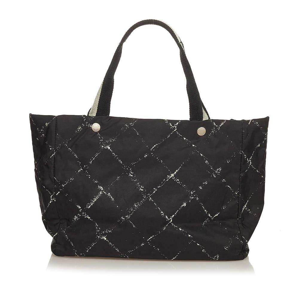 Chanel Black Nylon Old Travel Line Tote Bag商品第3张图片规格展示