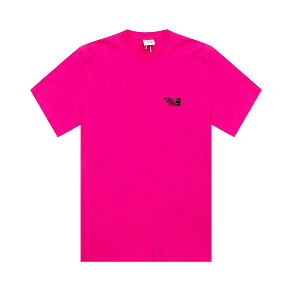 VETEMENTS 女士粉红色黑色字母徽标圆领短袖T恤 UE51TR720P-HOTPINK 商品