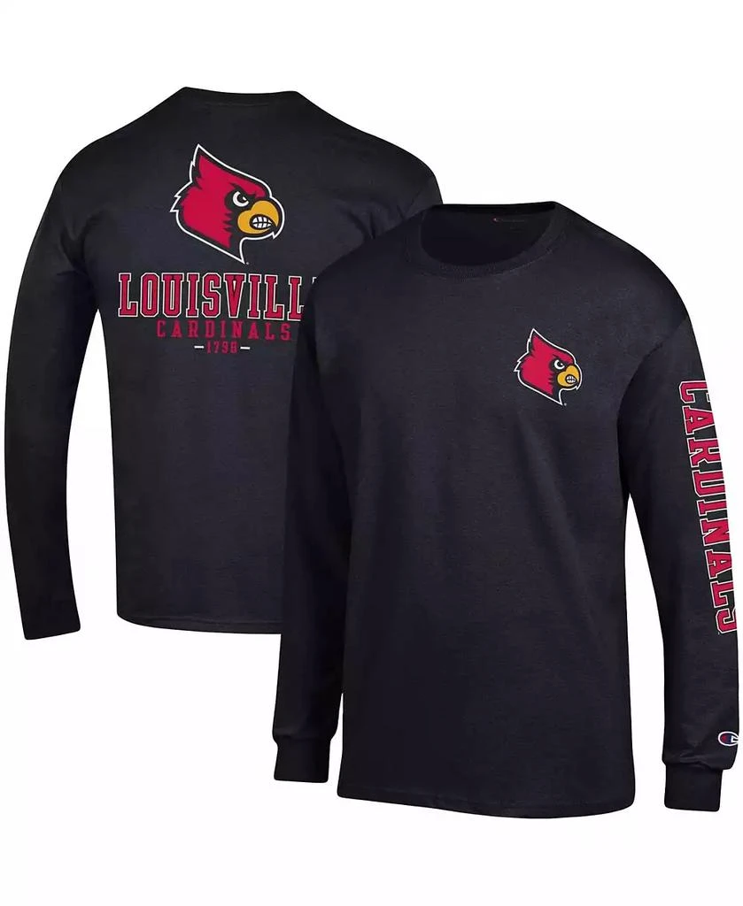 商品CHAMPION|Men's Black Louisville Cardinals Team Stack Long Sleeve T-shirt,价格¥225,第1张图片