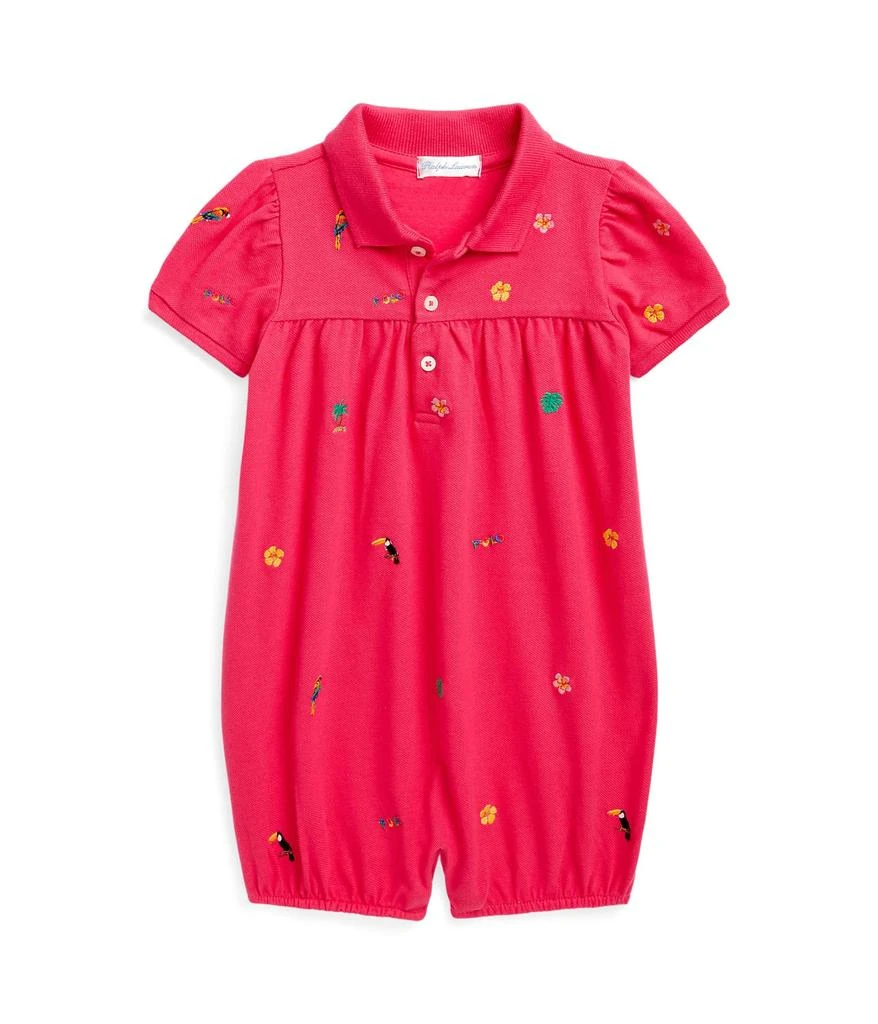 商品Ralph Lauren|Tropical-Embroidery Mesh Polo Shortall (Infant),价格¥369,第1张图片