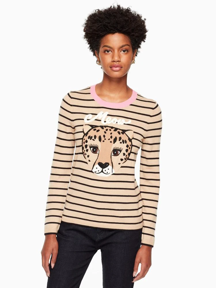 商品Kate Spade|leopard stripe sweater,价格¥1243,第1张图片