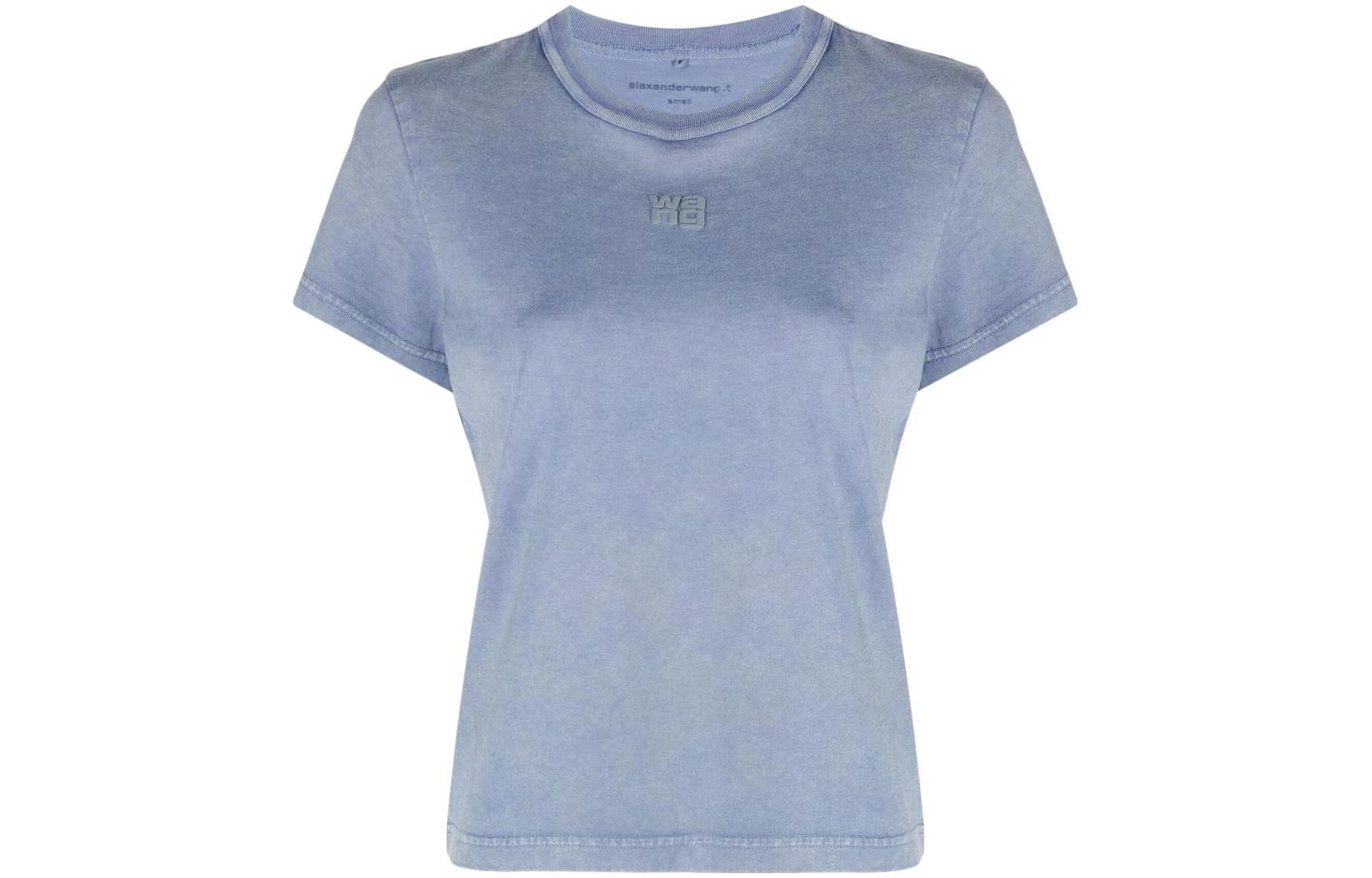 商品[国内直发] Alexander Wang|alexander wang亚历山大王  纯色字母Logo印花圆领套头短袖T恤essential发泡徽标装饰  SS24T恤 女款 雾霾蓝,价格¥930,第1张图片