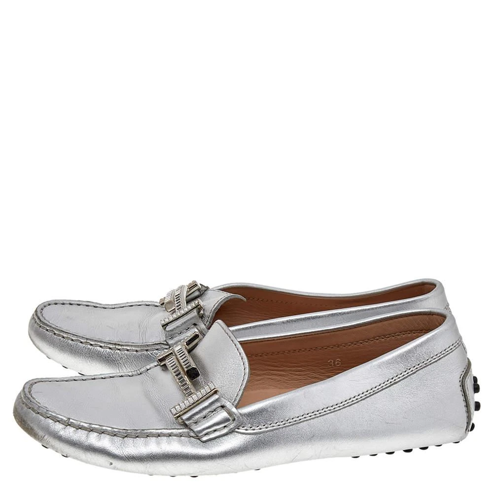 商品[二手商品] Tod's|Tod's Silver Leather Slip on Loafers Size 36,价格¥932,第4张图片详细描述