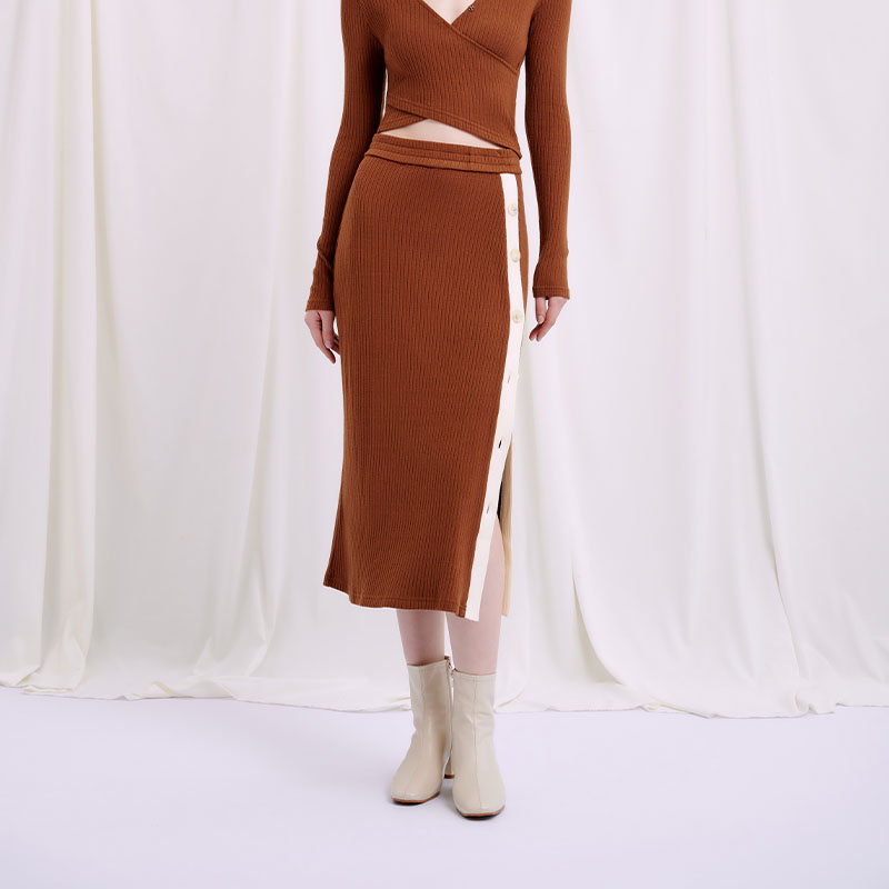 Daria针织半身裙 - 棕色 | Daria Knit Skirt - Cinnamon Brown商品第4张图片规格展示