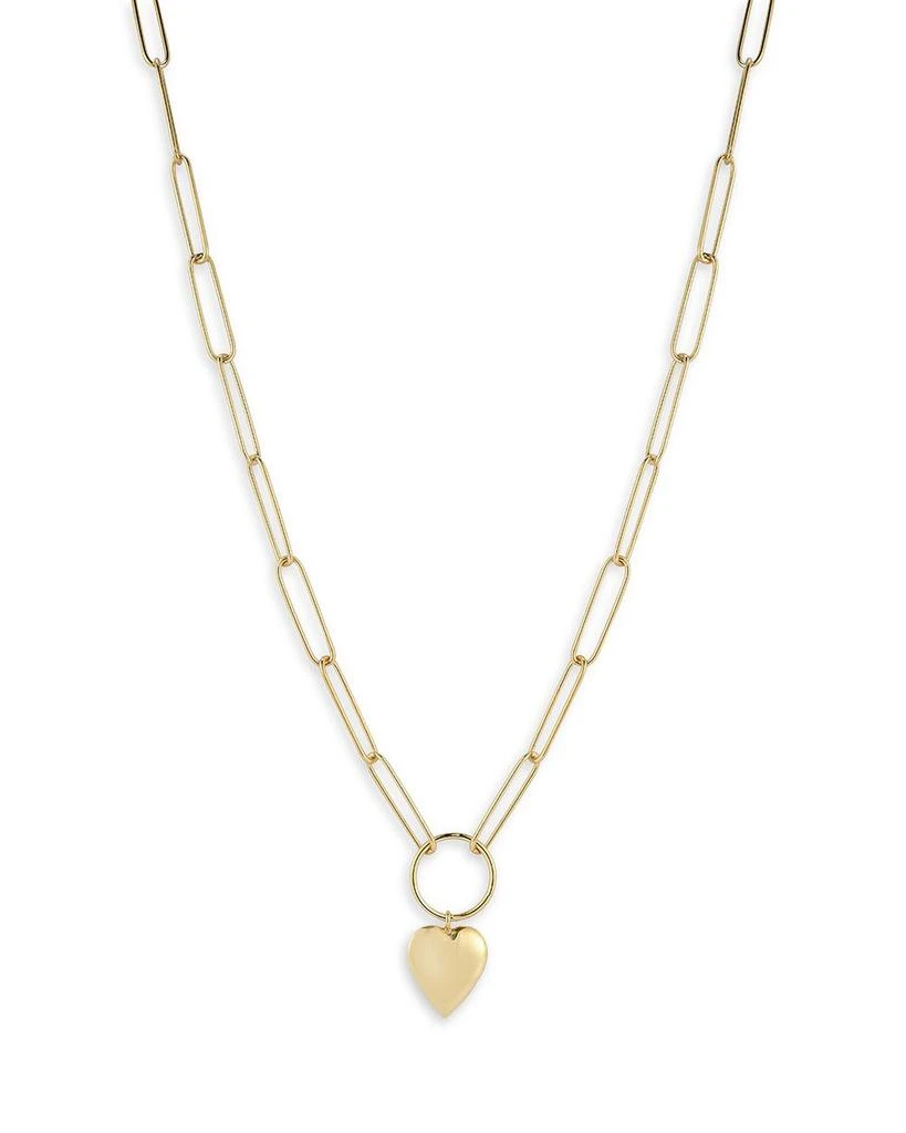 商品Moon & Meadow|14K Yellow Gold Heart Pendant Link Necklace, 17" - 100% Exclusive,价格¥9851,第1张图片详细描述