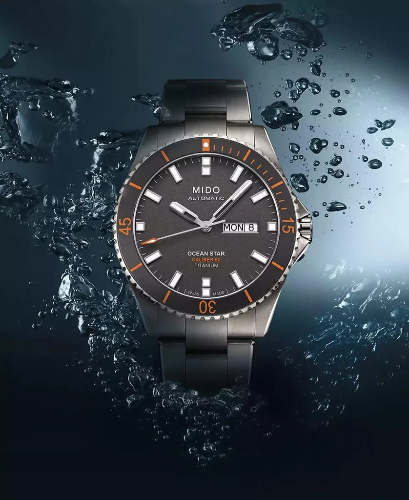 商品MIDO|Men's Swiss Automatic Ocean Star Captain V Titanium Bracelet Watch 42.5mm,价格¥8158,第4张图片详细描述