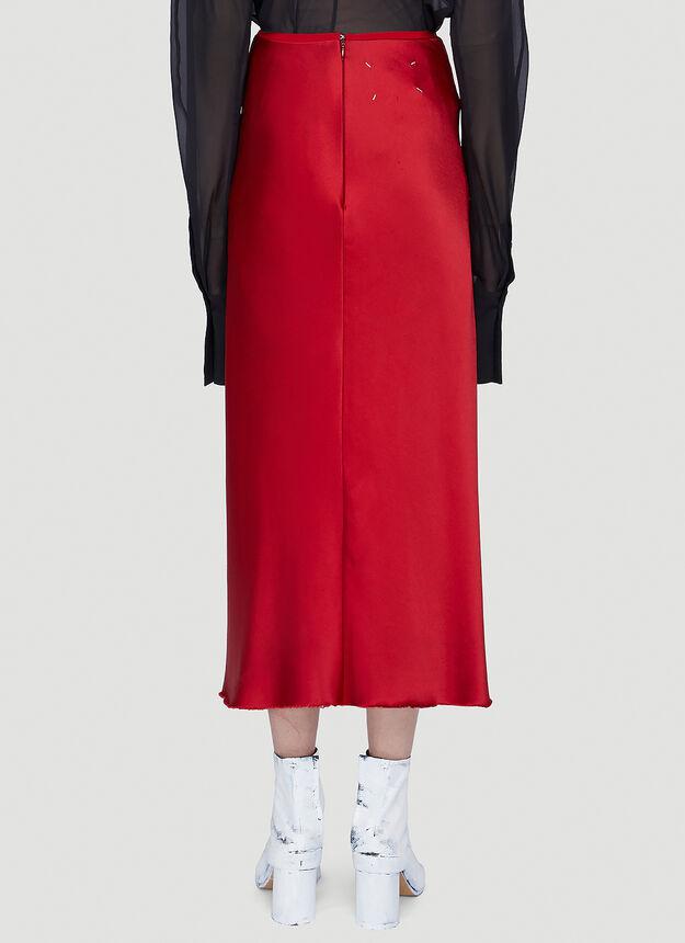 Stretch Satin Skirt in Red商品第4张图片规格展示