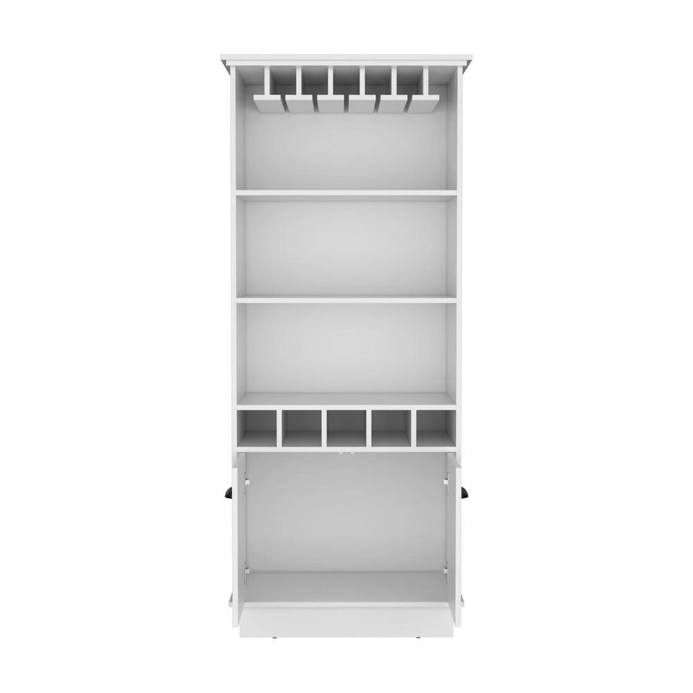 商品Depot E-Shop|Bar Cabinet with Wine Rack, three Open Storage Shelves and One Cabinet,White,价格¥3077,第2张图片详细描述