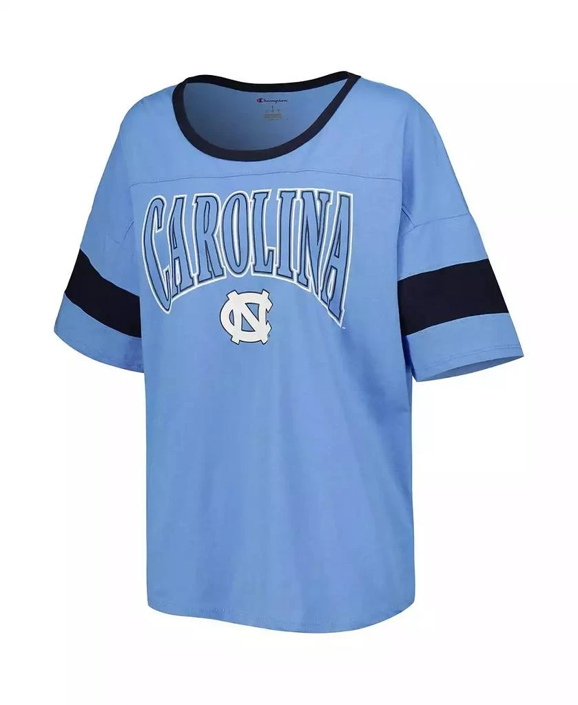 商品CHAMPION|Women's Carolina Blue North Carolina Tar Heels Jumbo Arch Striped Half-Sleeve T-shirt,价格¥239,第2张图片详细描述