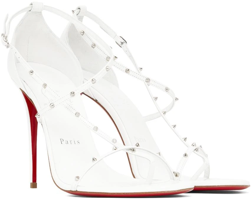商品Christian Louboutin|White Riojana Spikes 100 Heeled Sandals,价格¥6955,第4张图片详细描述