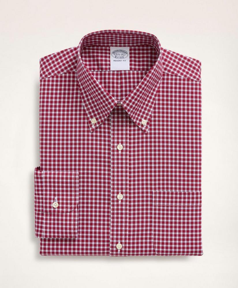 Stretch Regent Regular-Fit Dress Shirt, Non-Iron Pinpoint Oxford Button Down Collar Gingham商品第3张图片规格展示