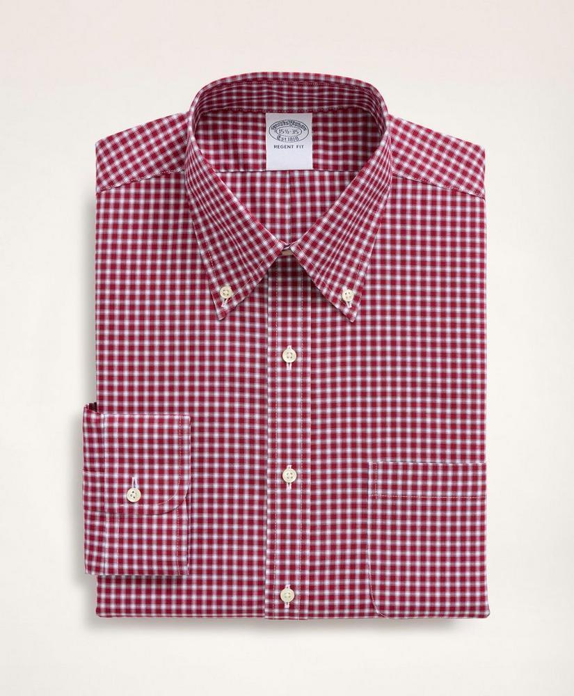 商品Brooks Brothers|Stretch Regent Regular-Fit Dress Shirt, Non-Iron Pinpoint Oxford Button Down Collar Gingham,价格¥880,第5张图片详细描述