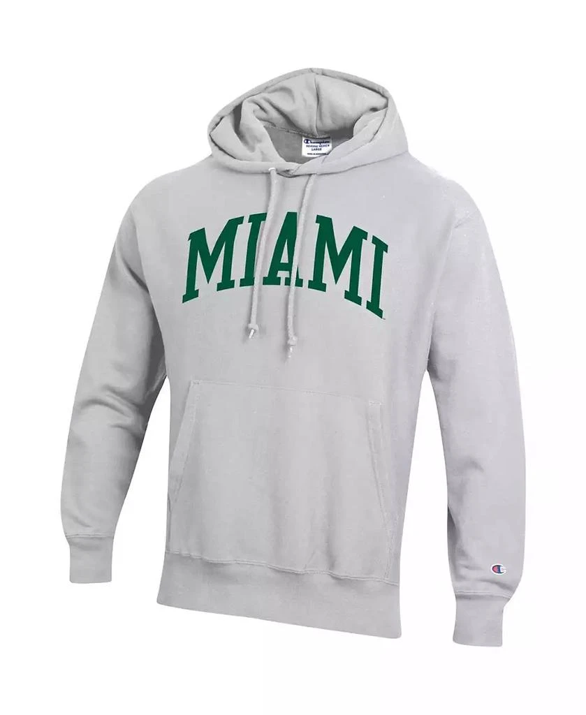 商品CHAMPION|Men's Heathered Gray Miami Hurricanes Big and Tall Reverse Weave Fleece Pullover Hoodie Sweatshirt,价格¥444,第2张图片详细描述