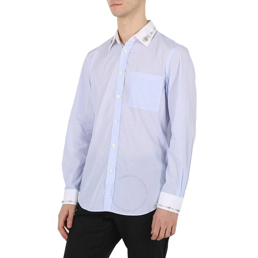 商品Burberry|Men's Pale Blue Camberwell Classic Fit Embellished Pinstriped Cotton Shirt,价格¥1480,第2张图片详细描述