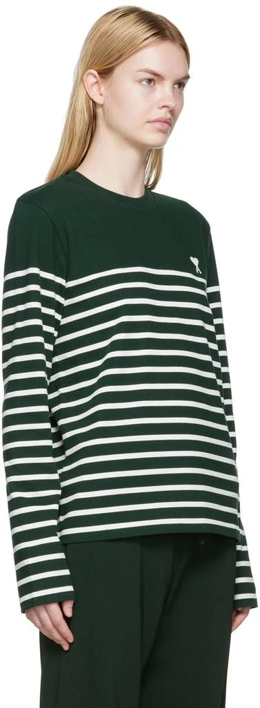商品AMI|SSENSE Exclusive Green & White Stripe Long Sleeve T-Shirt,价格¥504,第2张图片详细描述