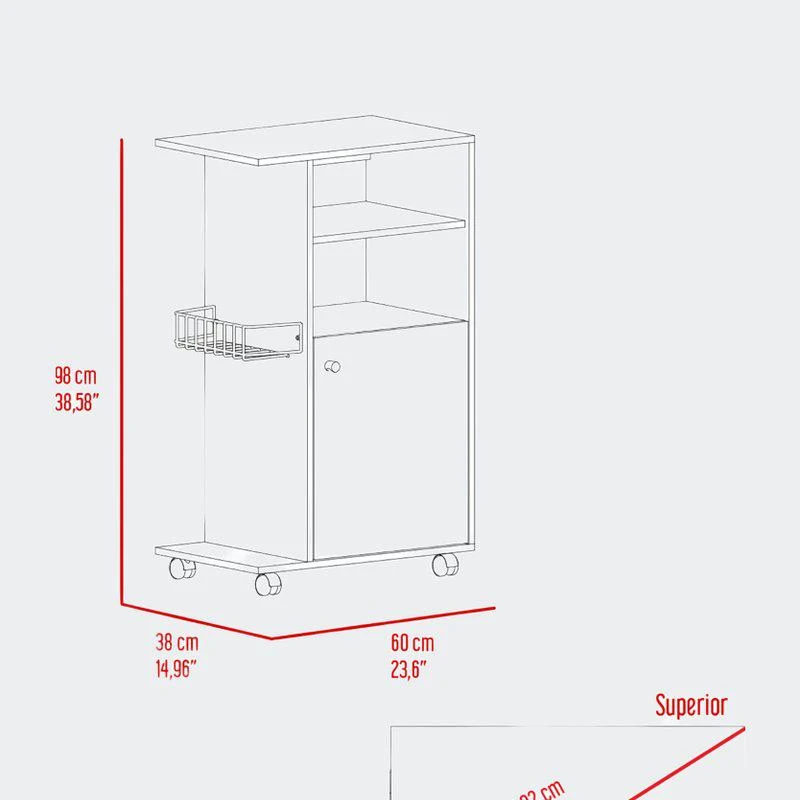 商品FM Furniture|Columba Kitchen Cart, Single Door Cabinet, Four Caster,价格¥678,第2张图片详细描述