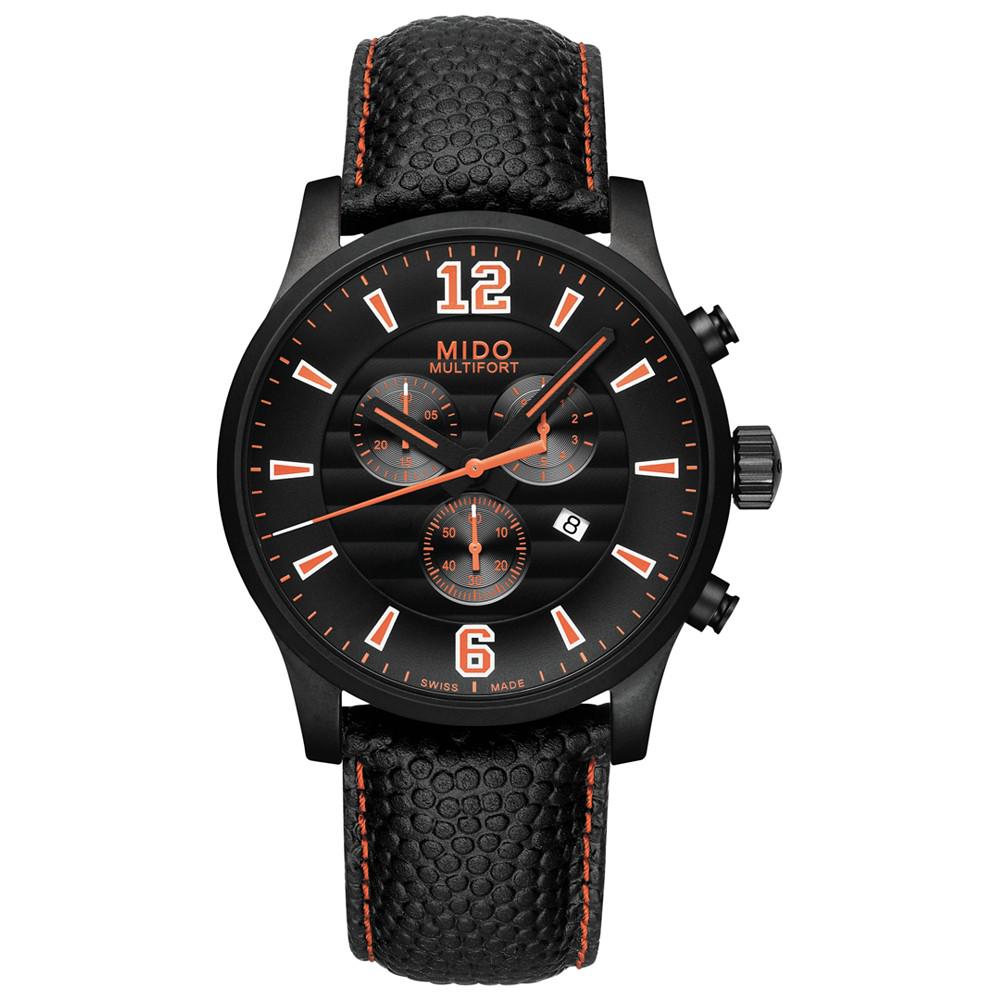 Men's Swiss Chronograph Multifort Black Leather Strap Watch 42mm商品第1张图片规格展示
