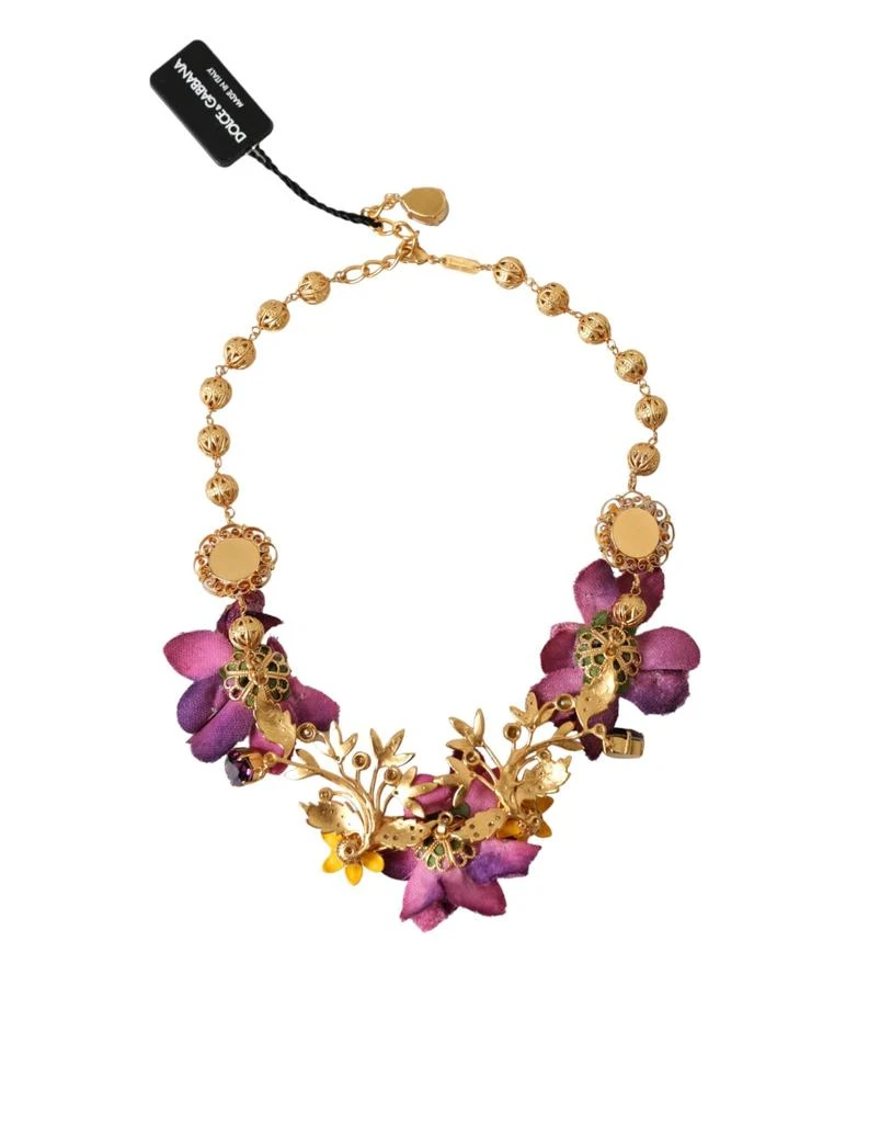 商品Dolce & Gabbana|Dolce & Gabbana  Brass Mix Fiori Flowers Crystal Chain Women's Necklace,价格¥6856,第2张图片详细描述