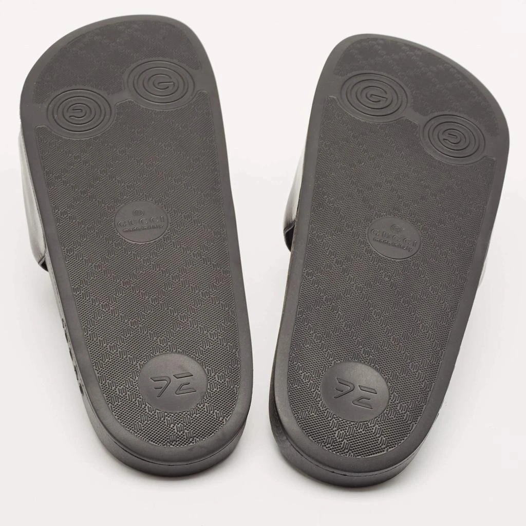 Gucci Black/White Leather Interlocking G Pool Slides Size 42 商品