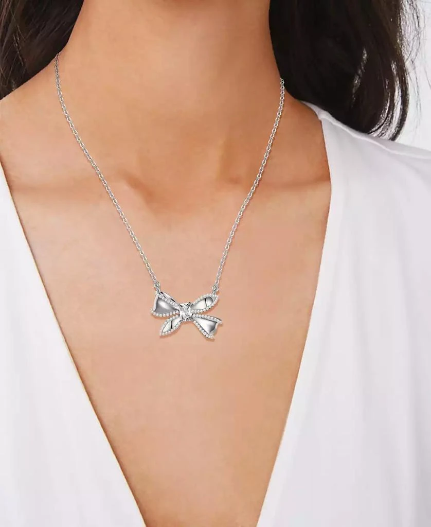 商品Macy's|Imitation Pearl and Cubic Zirconia Bow Pendant Necklace,价格¥179,第2张图片详细描述