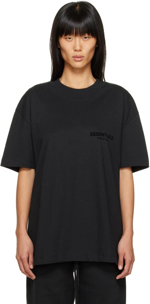 商品Essentials|Black Flocked T-Shirt,价格¥331,第1张图片