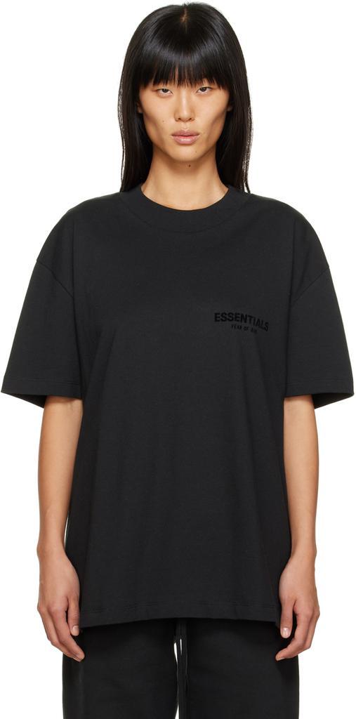 商品Essentials|Black Flocked T-Shirt,价格¥292,第1张图片