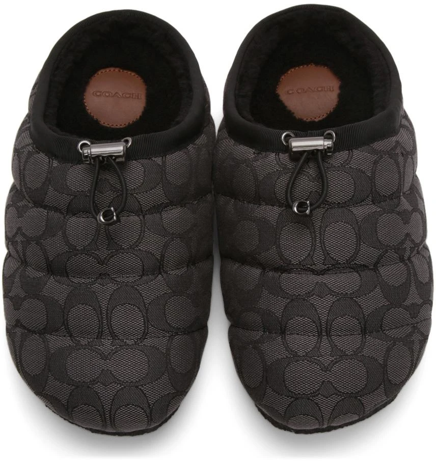 商品Coach|Black Signature Jacquard Slippers,价格¥491,第5张图片详细描述