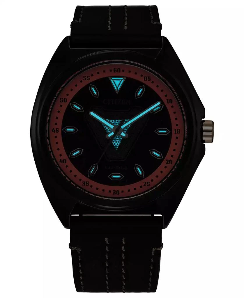商品Citizen|Eco-Drive Men's Marvel Tony Stark Black Leather Strap Watch 43mm,价格¥1999,第4张图片详细描述
