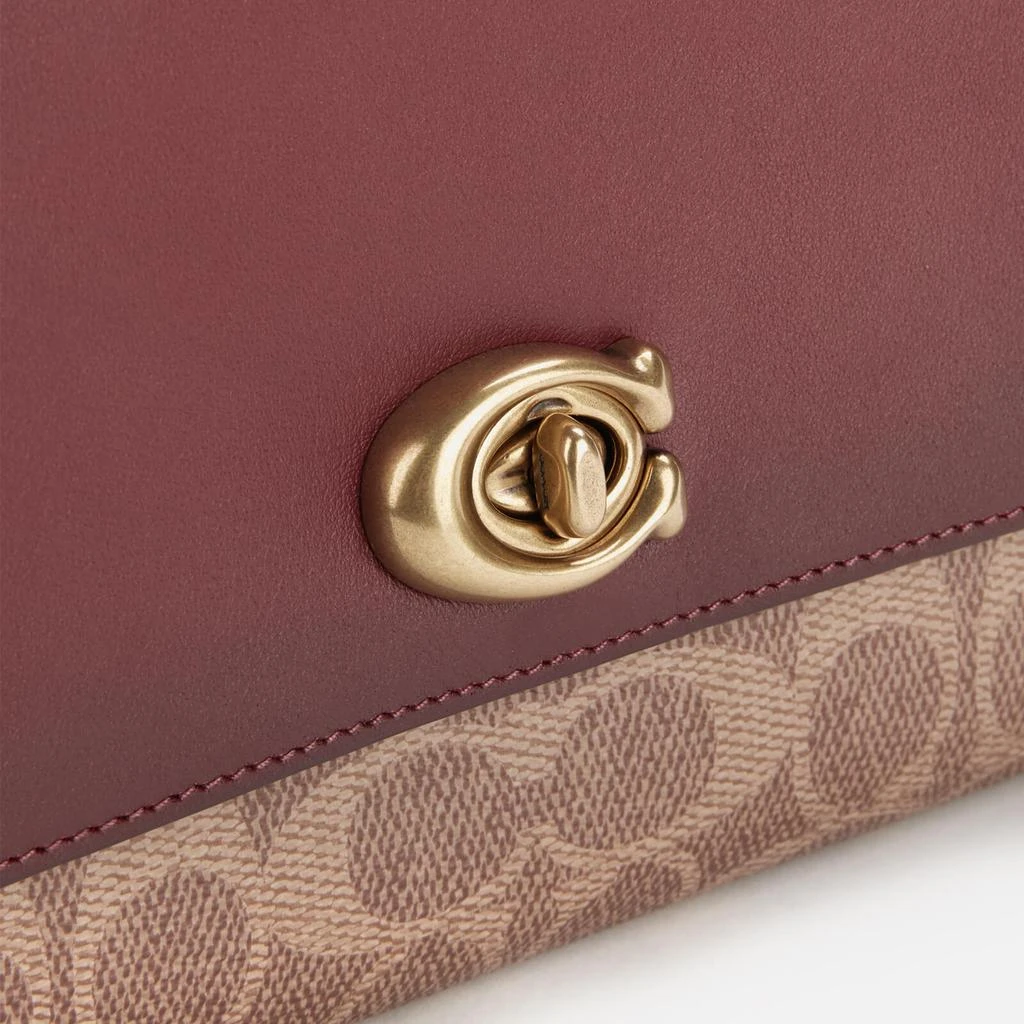 商品Coach|Coach Women's Coated Canvas Signature Cam Chain Crossbody Clutch - Tan Deep Red,价格¥2012,第4张图片详细描述