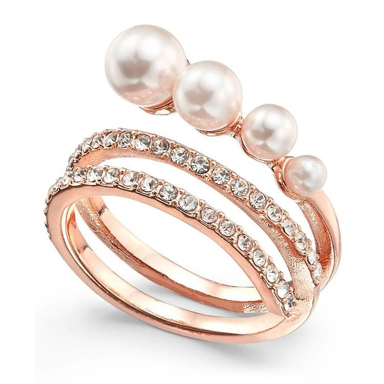 商品INC International|I.N.C. Rose Gold-Tone Pavé & Imitation Pearl Wrap Ring, Created for Macy's,价格¥109,第1张图片