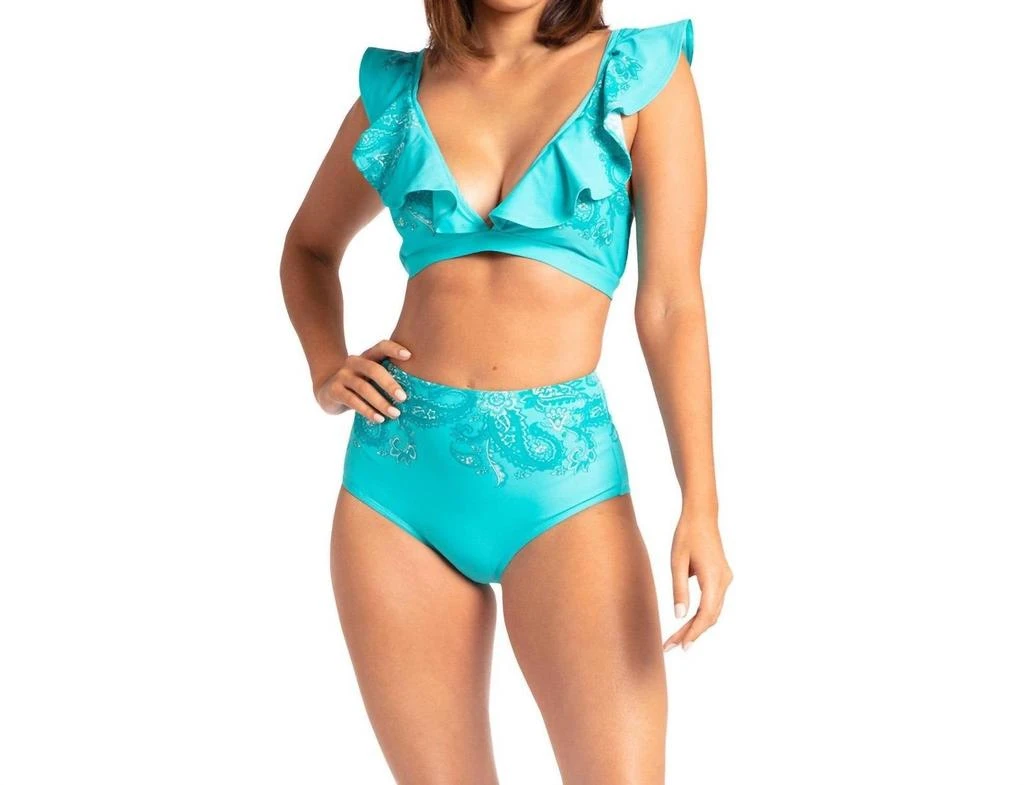 商品Cabana Life|Ruffle Sleeve Tie Bikini Top In St Pete,价格¥512,第1张图片